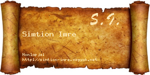 Simtion Imre névjegykártya